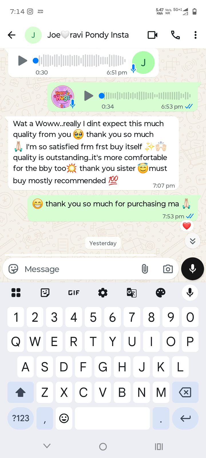 Customer review Happie Hugs
